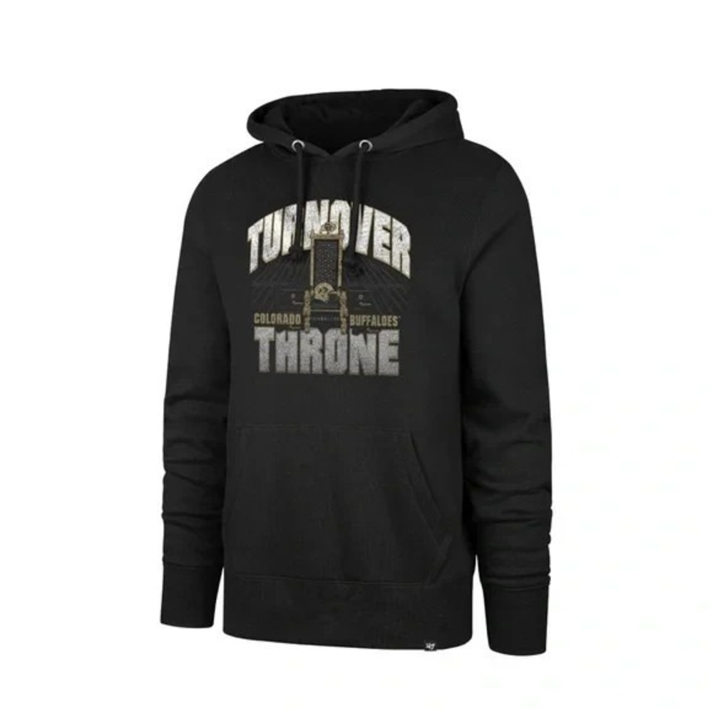 '47® (Men's MEDIUM) Colorado Buffaloes Turnover Throne™ Fleece Hoodie, Jet Black
